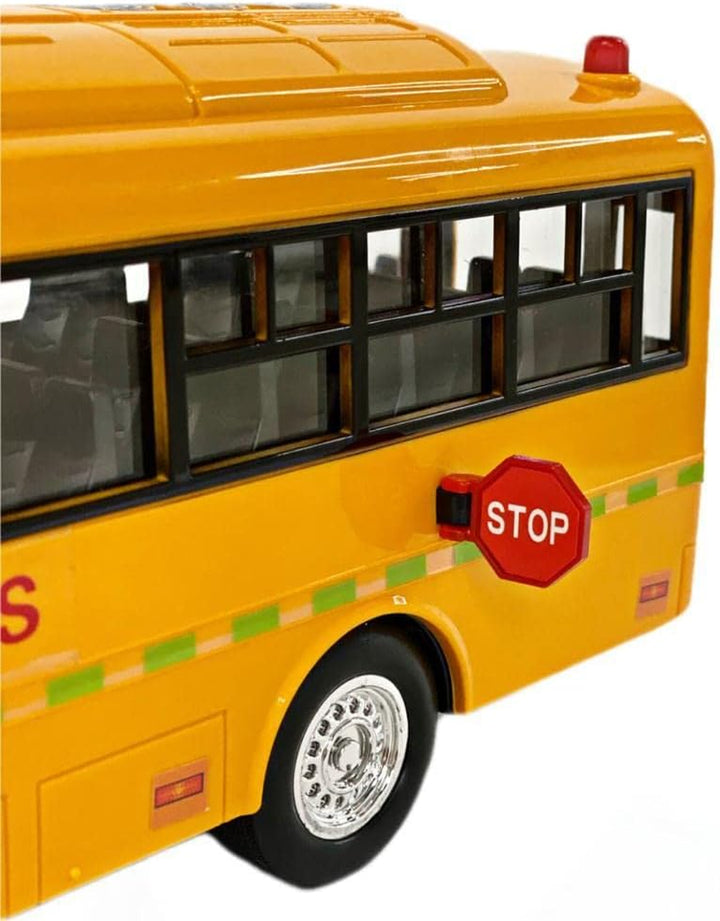 Huge Yellow School Bus with Lights and Cool Openable Doors Pull Back Toy School Bus with Sounds and Songs for Girls, Boys, Toddlers