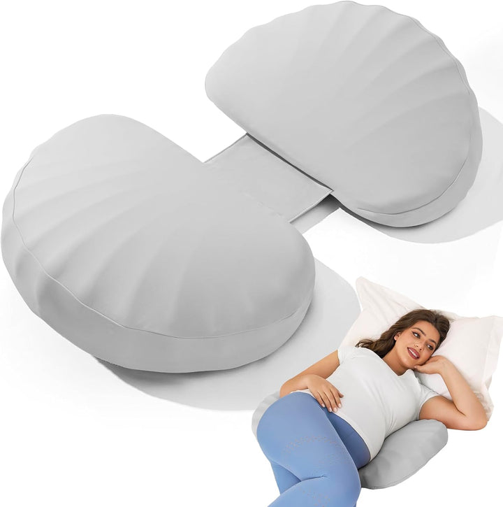 Pregnancy Pillow for Sleeping Memory Foam Pillow for Side Sleeper, Maternity Pillow Support for Back, Belly, HIPS for Pregnant Women, Portable and Adjustable Travel Wedge Pillows Grey