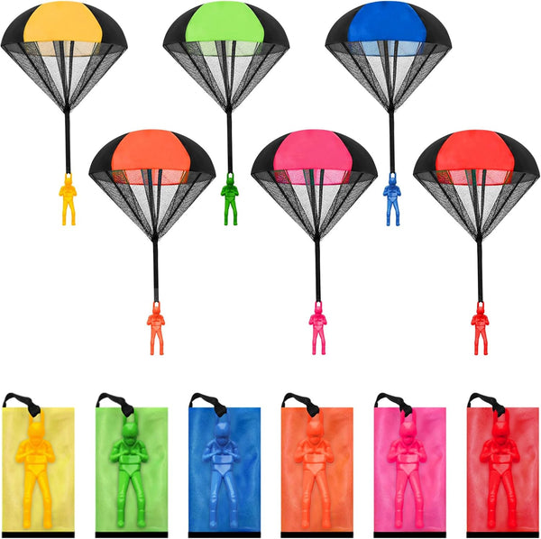 Parachute Toys for Kids, Flying Parachute Throwing Toys, Indoor & Outdoor Toy for Toddlers Boy Girl 3-12, Party Favors for Kids 4-8 (6 Pack - 6 Colors)