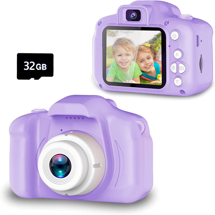 Upgrade Kids Selfie Camera, Christmas Birthday Gifts for Boys Age 3-9, HD Digital Video Cameras for Toddler, Portable Toy for 3 4 5 6 7 8 Year Old Boy with 32GB SD Card-Navy Blue