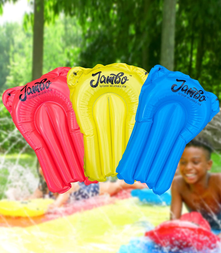 3 Pack Inflatable Body Boards for Water Slides, Boogie Boards for Pool, Lake & Slip Slides, Lightweight Floating Water Toys for Kids & Adults