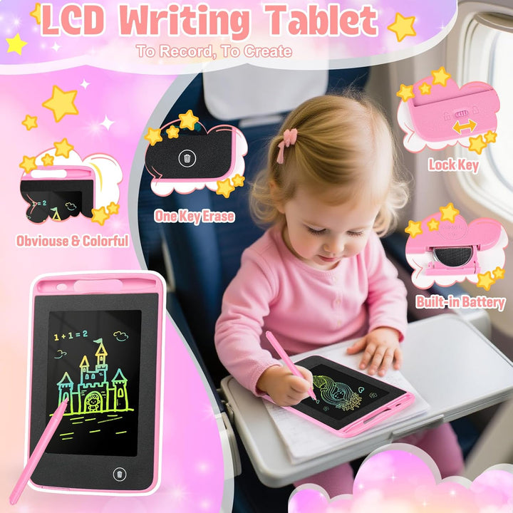 Play Purse for Little Girls, 35PCS Toddler Travel Purse with Handbag, Writing Tablet, Camera, Wallet, Fake Makeup, Girl Toys Includes Phone, Eye Mask, Pretend Play Toys for Girls Ages 3+