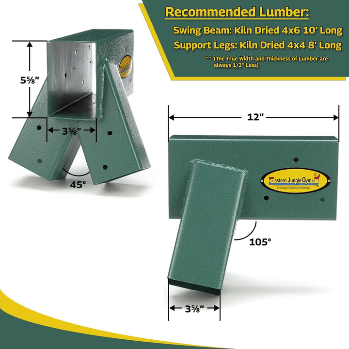 Easy 1-2-3 A-Frame 2 Brackets for Swing Set with All Mounting Hardware, Green