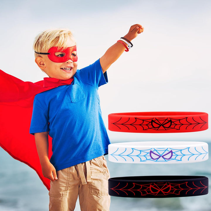 24Pcs Spider Silicone Wristbands Bracelets Hero Spider Party Decorations Supplies for Spider Theme Boys Girl Birthday Party Favors