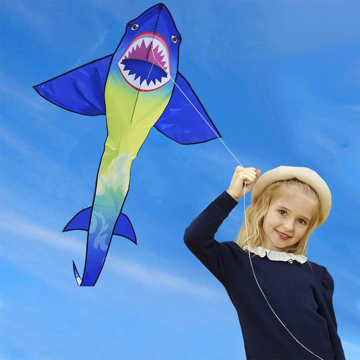 Large Shark Kites for Kids & Adults, Easy to Fly, Beginner Kite for Boys & Girls for Outdoor Game, Beach Trip, and 60 Meters String for Summer