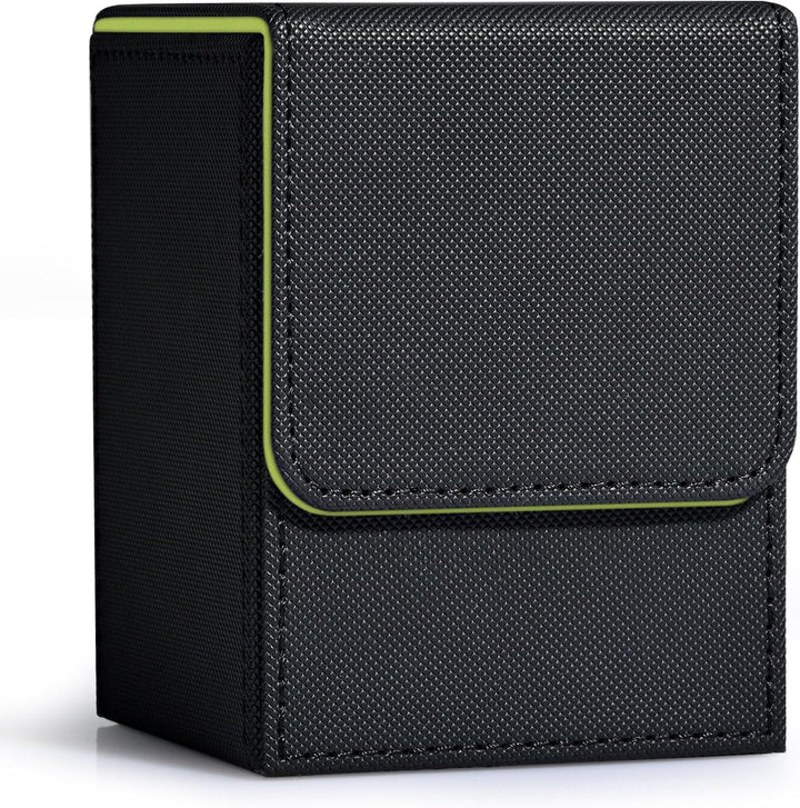 Card Deck Box for Trading Cards, MTG Commander Deck Box Holds 120+ Single Sleeved Cards, Leather Magnetic Card Storage Box Fits for TCG CCG Magic Cards (Black)