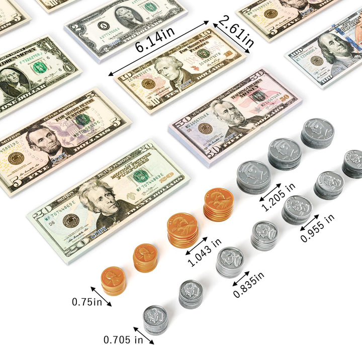 482 Pcs Play Money Kids Set, Number Learning Education Play Money Toys for Kids Ages 3 and up Develops Early Math Skills, Preschool Math Games, Birthday Gift for Boys Girls