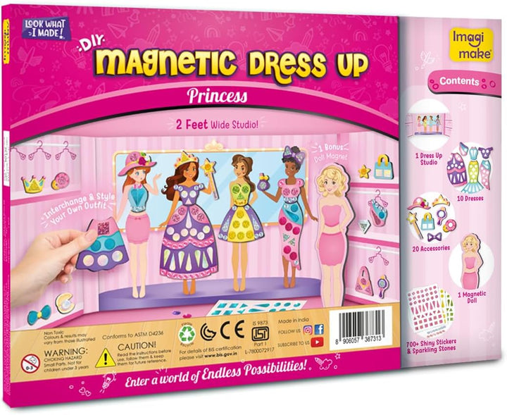 DIY Magnetic Dress-Up Princess |Pretend Play Magnetic Toys for Kids | 30 Magnetic Dresses & Accessories | Interchange & Create Unlimited Outfits | Birthday Gift for 3,4,5,6,7,8 Year Old Girl