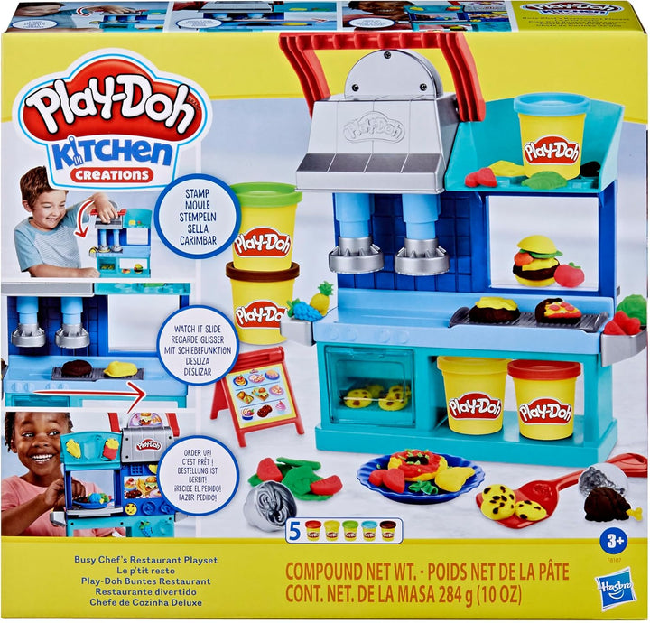 Kitchen Creations Busy Chef'S Restaurant Playset, 2-Sided Play Kitchen Set, Preschool Cooking Toys, Kids Arts & Crafts, Ages 3+