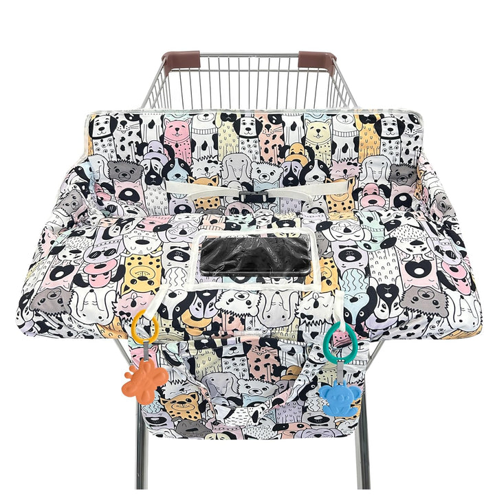 Shopping Cart Cover for Baby,2-In-1 High Chair Cover Soft,Portable, and Machine Washable,Comfortable Cotton Seat Pad with Safety Harness and Portable Cloth Bag,Fits All Supermarkets and Restaurants