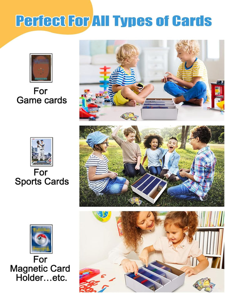 4 Pack Sports Card Boxes 3120 Count Cardboard Card Storage Box White Bulk Card Storage Baseball Card Boxes with 10 Dividers Sports Cards Storage Box for Card Game Baseball Card Storage Boxes