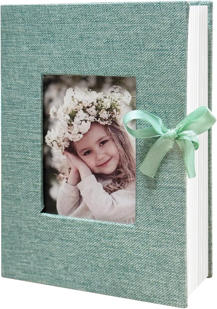 Photo Album 4X6 100 Pockets, Linen Cover Top Loader Vertical, Slip-In Picture Grey Pockets Albums for Wedding, Family, Anniversary, Baby, Vacation