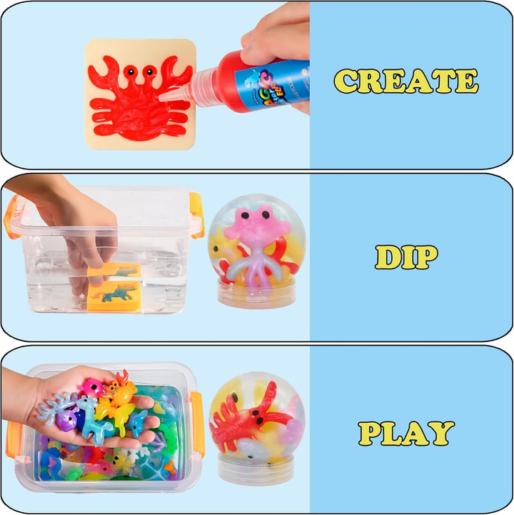 Aqua Fairy Water Gel Kit for Kids, Magic Water Elf Toy Kit with 20 Colors Magic Gel, Aqua Fairy Kit with 24 Shape Molds, Crate Your Own Magic Elf Kits Water Pets Craft Kits for Kids