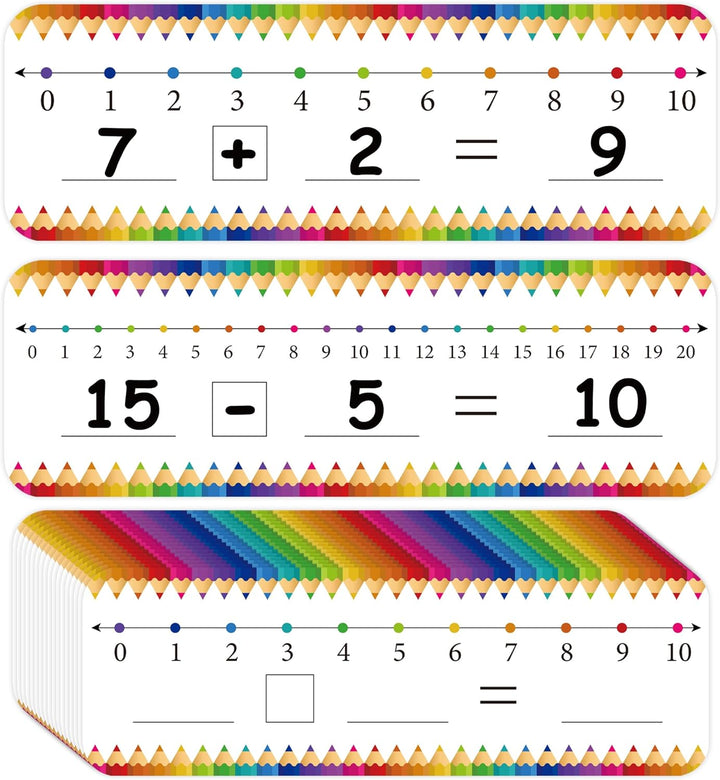 36 Pcs Number Line Dry Erase Board Cards Double Sided Writable and Erasable Number Line Boards Cards Colorful Pencil Board Featuring 0-10 on One Side, 0-20 on the Other Side for Classroom Students