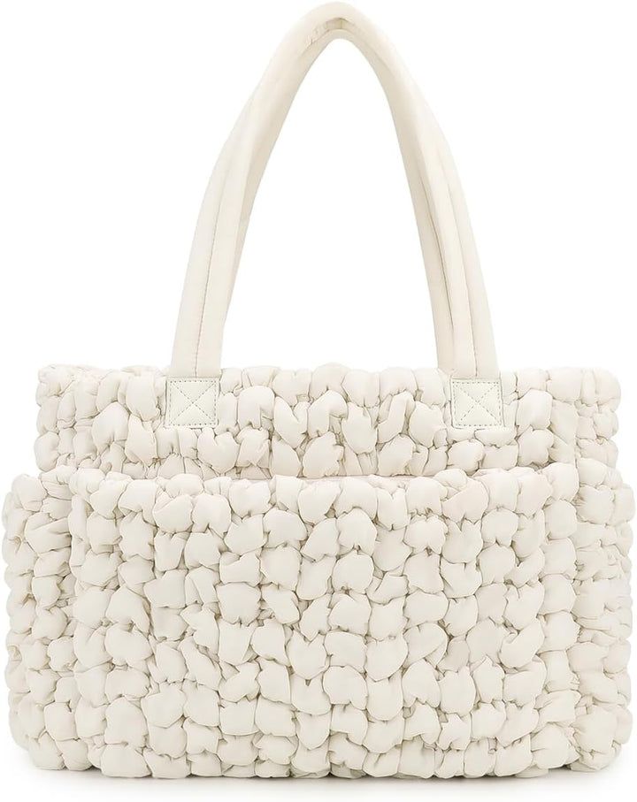 Puffer Tote Diaper Bag for Women, Multifunction Lightweight Fashion Quilted Mommy Tote Bag
