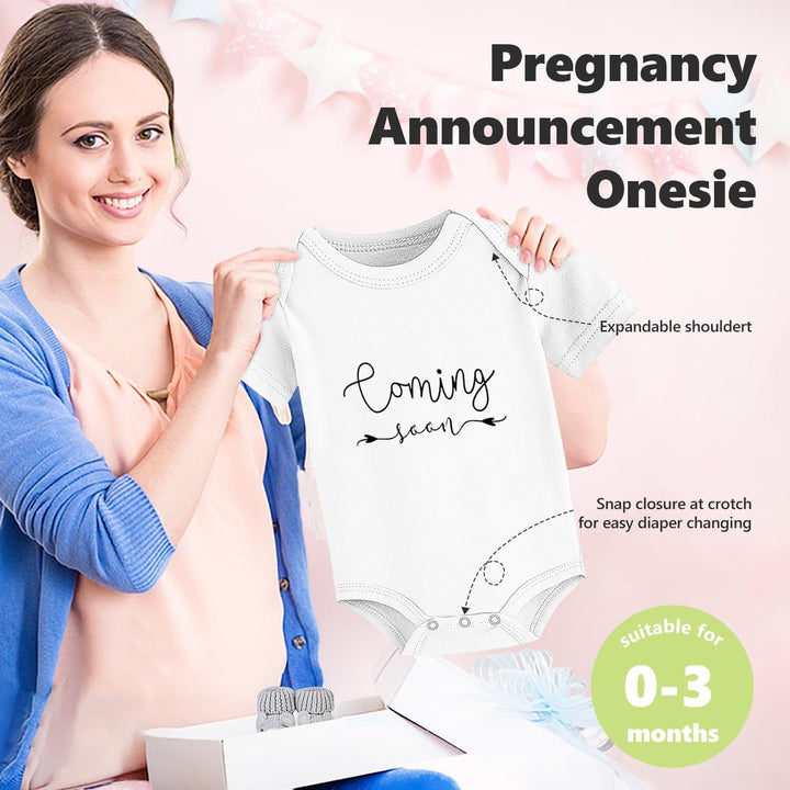 Pregnancy Announcement, Baby Announcement Ideas Set Include Felt Letter Board, Baby Onesie, Booties, Photo Frame, Wooden Sign and Bear Plush, Pregnancy Announcement Photo Props Coming Soon Baby Announcement