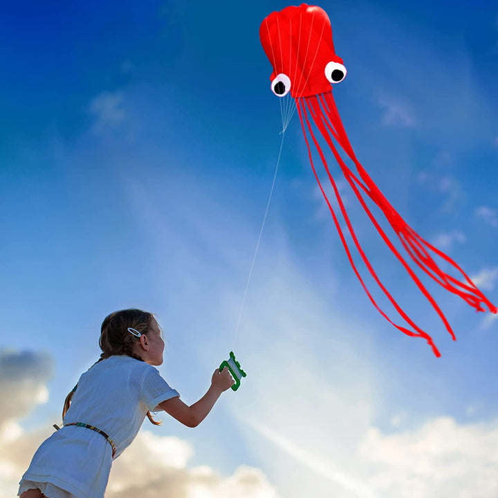 Software Octopus Flyer Kite with Long Colorful Tail for Kids,Long,Large,For Kids and Adults,Easy to Fly