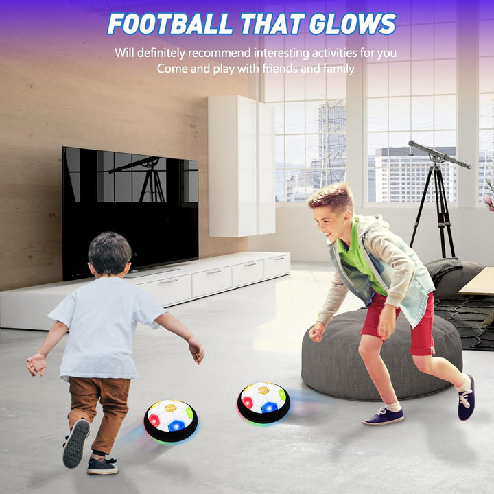 Kids Toys Hover Soccer Ball (Set of 2), Battery Operated Air Floating Soccer Ball with LED Light and Soft Foam Bumper for Indoor Outdoor Game, Gifts for Age 3 4 5 6 7 8-16 Year Old Boys Girls