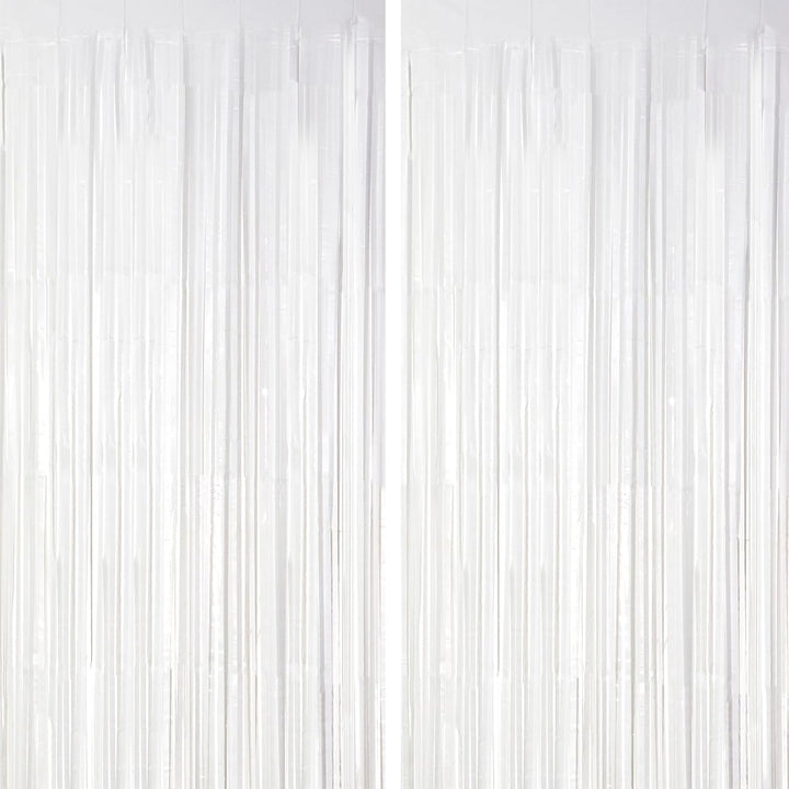 2 Pack Laser Pink Tinsel Foil Fringe Curtains, Mothers Day Pink Decorations, Metallic Tinsel Party Streamers Backdrop for Birthday Bachelorette Graduation Wedding Party Decorations