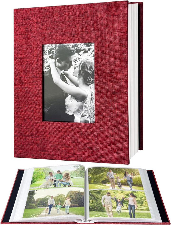 Photo Album 4X6 100 Pockets, Linen Cover Top Loader Vertical, Slip-In Picture Grey Pockets Albums for Wedding, Family, Anniversary, Baby, Vacation