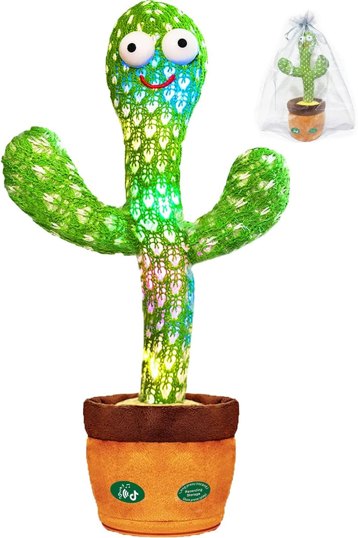 Talking Cactus Toy with LED 120 English Songs, Singing Cactus Dancing Musical Toy, Tummy Time Toys Baby Mimicking Repeats What You Say (Audio Recording & Retelling) Boys Girls Interactive Gift