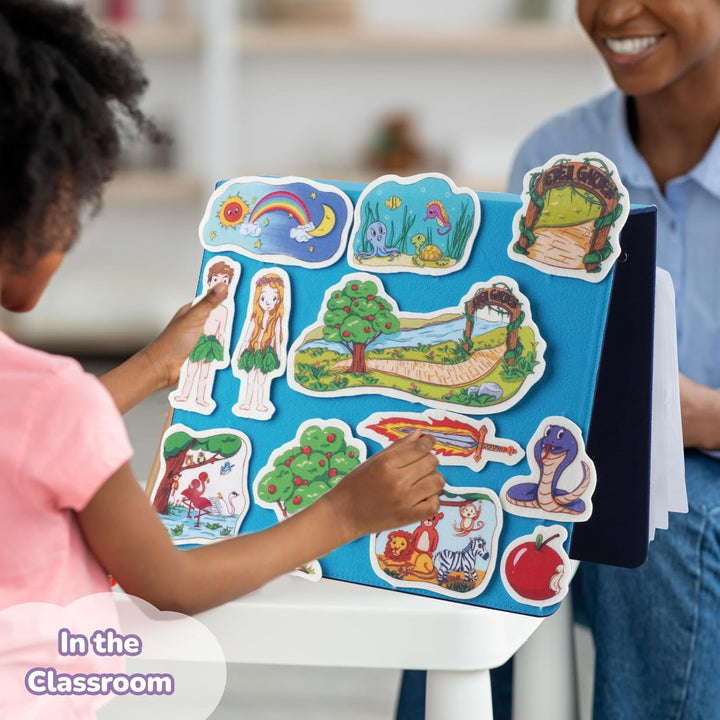 16 Pack Felt Board Bible Stories Set, Flannel Board Stories with a Multi-Functional Felt Pieces Storage Binder for Preschool Activities, Included Noah'S Ark, Adam and Eve, the Nativity of Jesus
