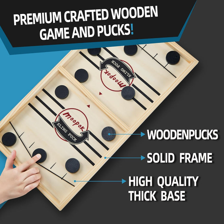 Fast Sling Puck Game - Fast Action Super Foosball Table Desktop Battle Slingshot Wooden Air Hockey Board Game -Guaranteed Fun for Family Game Night or Friends Party