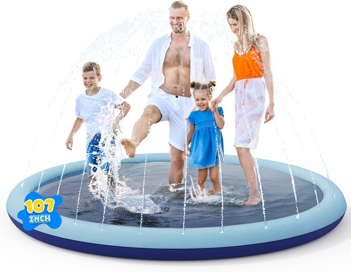 Splash Pad for Kids and Dogs, Non-Slip Sprinkler Pad Thicken Pool Summer Outdoor Water Toys, Backyard Fountain Play Mat for Baby Toddlers Boys Girls Pet(67Inch)