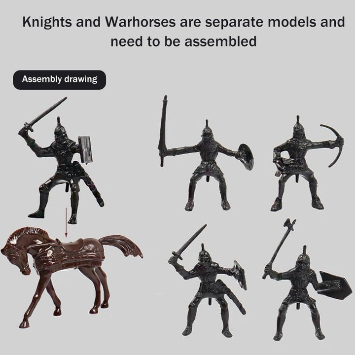 Medieval Castle Toy Knight Toy Soldier Figures Army Men Toys, the Medieval Times Middle Ages DIY Castle Building (B)