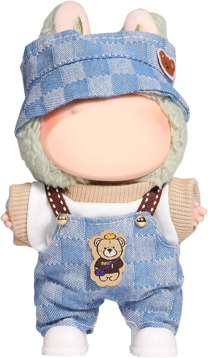 for Labubu Clothes/For Labubu Outfits,Clothes Set for 17Cm Lububu Doll,3 Piece Set Hat Clothing for LA BUBU, Boys and Girls Stylish Adorable Dolls Clothes Accessories (No Doll) (D_Style)