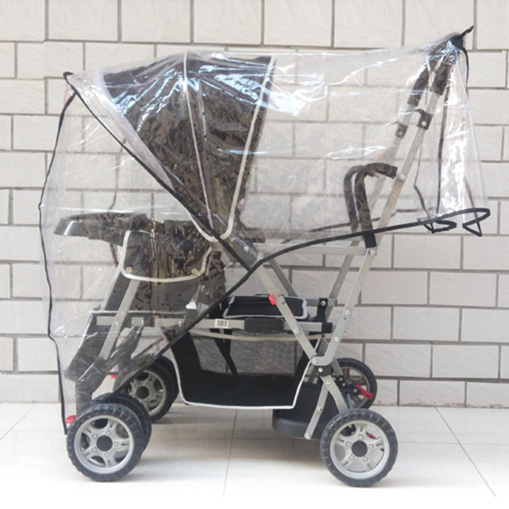 Weather Shield Double Popular for Swivel Wheel Stroller Universal Size Baby Rain Cover/Wind Shield Deal (Black)