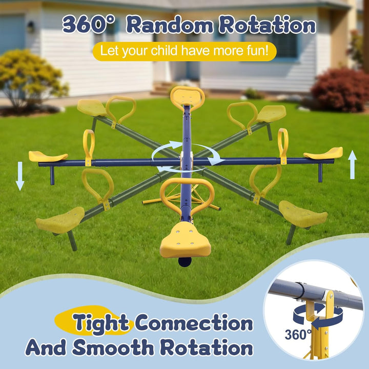 Seesaw for Kids Outdoor for Ages 2-10,68.5 Inch Teeter Totter Sit and Spin Outdoor Toys Swiveling 360 Degrees Rotating for Children Age 2 3 4 5 6 7 8 9 10 Courtyard Park Playground Balcony