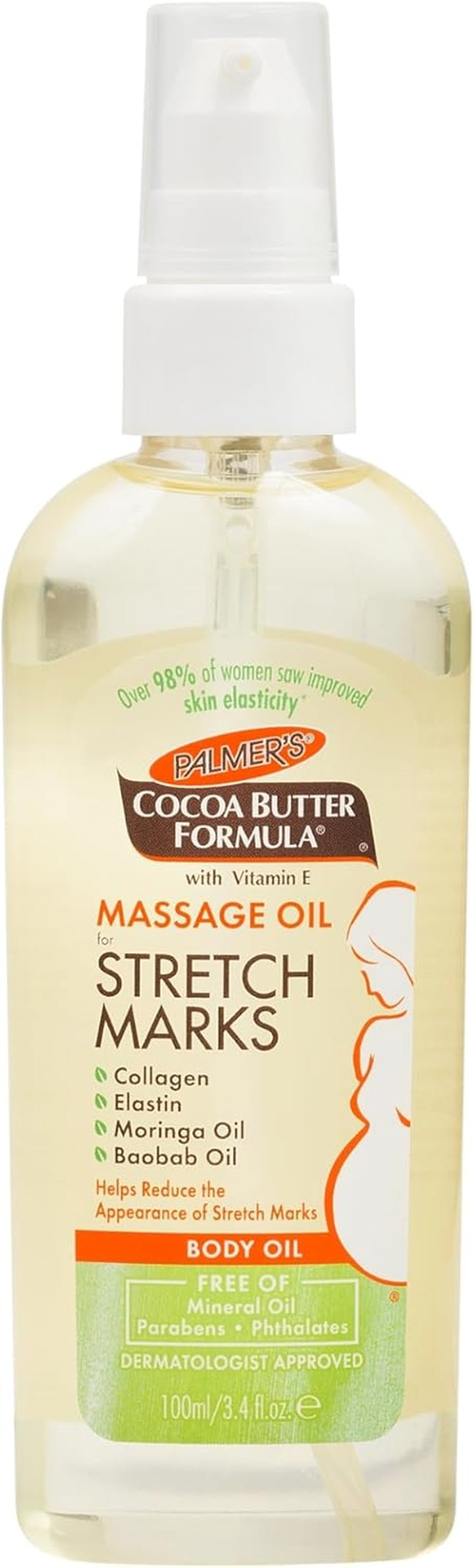 Cocoa Butter Formula Massage Oil for Stretch Marks and Pregnancy Skincare, 3.4 Ounces