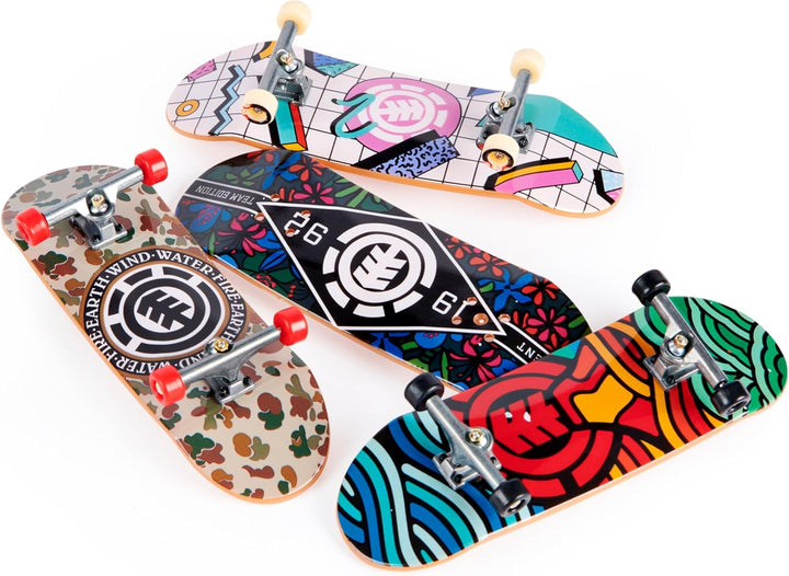 , Ultra DLX Fingerboard 4-Pack, Element Skateboards, Collectible and Customizable Mini Skateboards, Kids Toy for Ages 6 and Up
