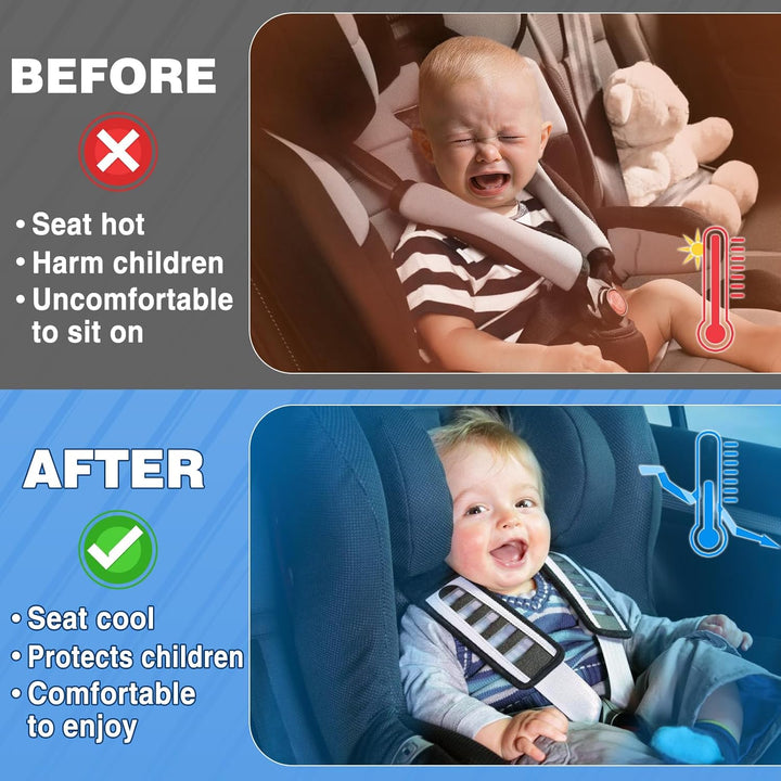 Baby Car Seat Sun Shade Cover - Thicken Bi-Layer Composites, Cooler Temperature Infant Car Seats Reflective Heat Protector, UV Protection Toddler Car Seat Cover Travel Accessories