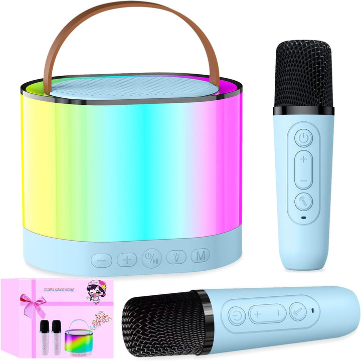 Mini Karaoke Machine with 2 Wireless Microphones for Kids Adults, 2025 Popular Portable Bluetooth Speaker Gift for Girls Toys 4, 5, 6, 7, 8, 10, 12+ Years Old Teens Birthday (Pink 2 Mics)
