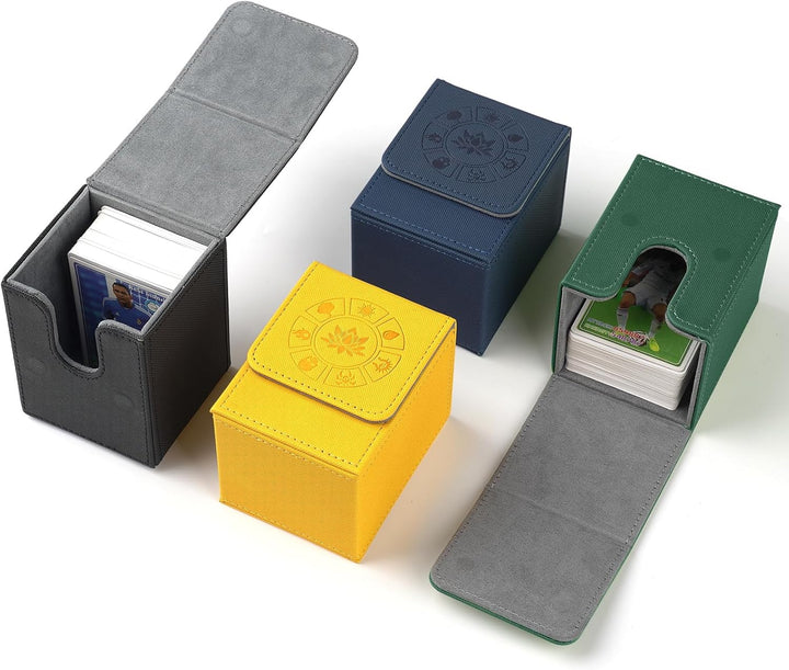 Card Deck Box, 110+ Storage MTG Deck Box with 50 Pcs Card Sleeve, Collectible Trading Card Cases for Magic Commander and More (Black)