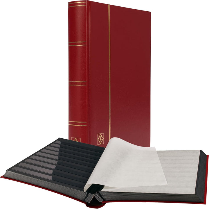 – “BASIC” Hard Cover Stockbook for Stamps – 16 Black Cardstock 9”X12” (A4) Pages with Clear Strips - Black