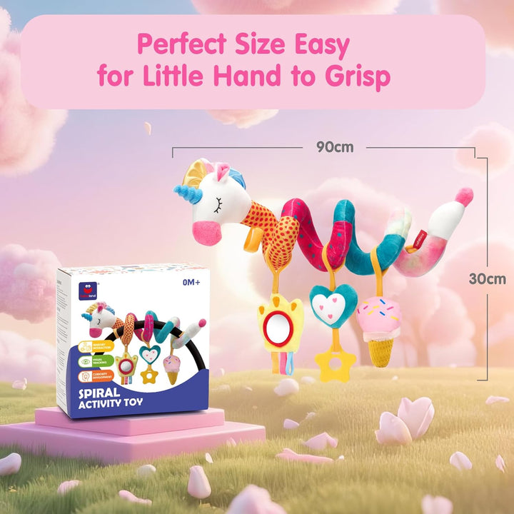 Car Seat Toys for Babies 0-6 Months Girl - Baby Toys 3-6 Months - Rattle, Mirror, Crinkle, Squeaky Carseat Stroller Toy 0-6 Months Developmental Newborn Baby Girl Birthday Gifts