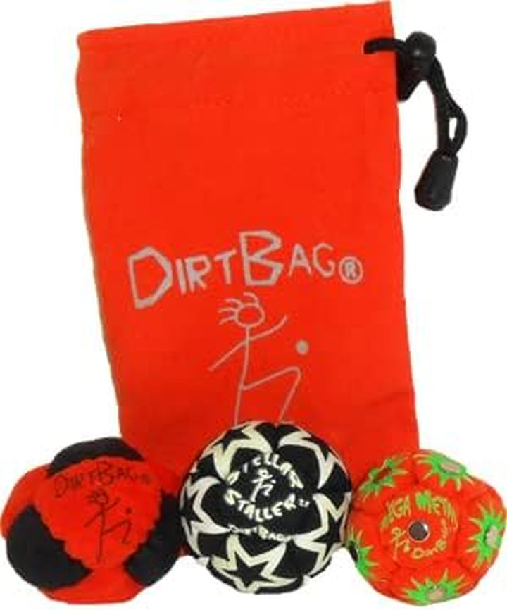 All Star Footbag 3 Pack with Pouch, 100% Handmade, Premium Quality, Bright Vivid Colors, Signature Carry Bag