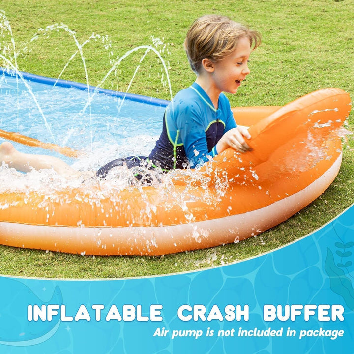 Slip Water and Slide, 22.5Ft Extra Long Lawn Water Slides for Kids Adults, Double Lanes Racing Backyard Summer Sprinkler and Splash Water Toy, XL Slip Waterslide with Inflatable Bodyboards Garden Toy