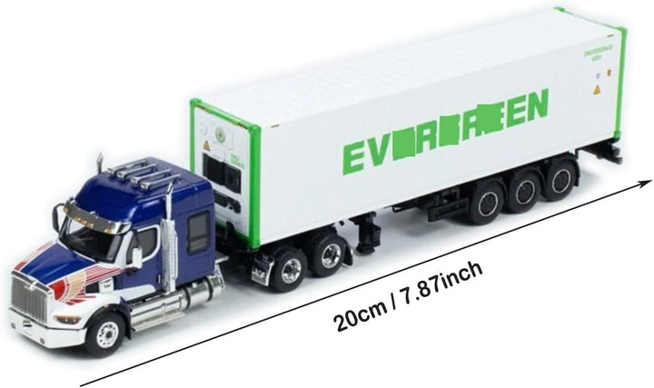 1/64 Diecast Model Western Star 49X Blue Trailer with Reefer Container - Adult Collectible Truck Set