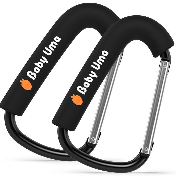 Stroller Hooks for Bags (2 Pack) - Universal Stroller Clips and Hooks, Non-Slip with One-Hand Opening, 11 Lb Weight Capacity, Baby Travel Essential