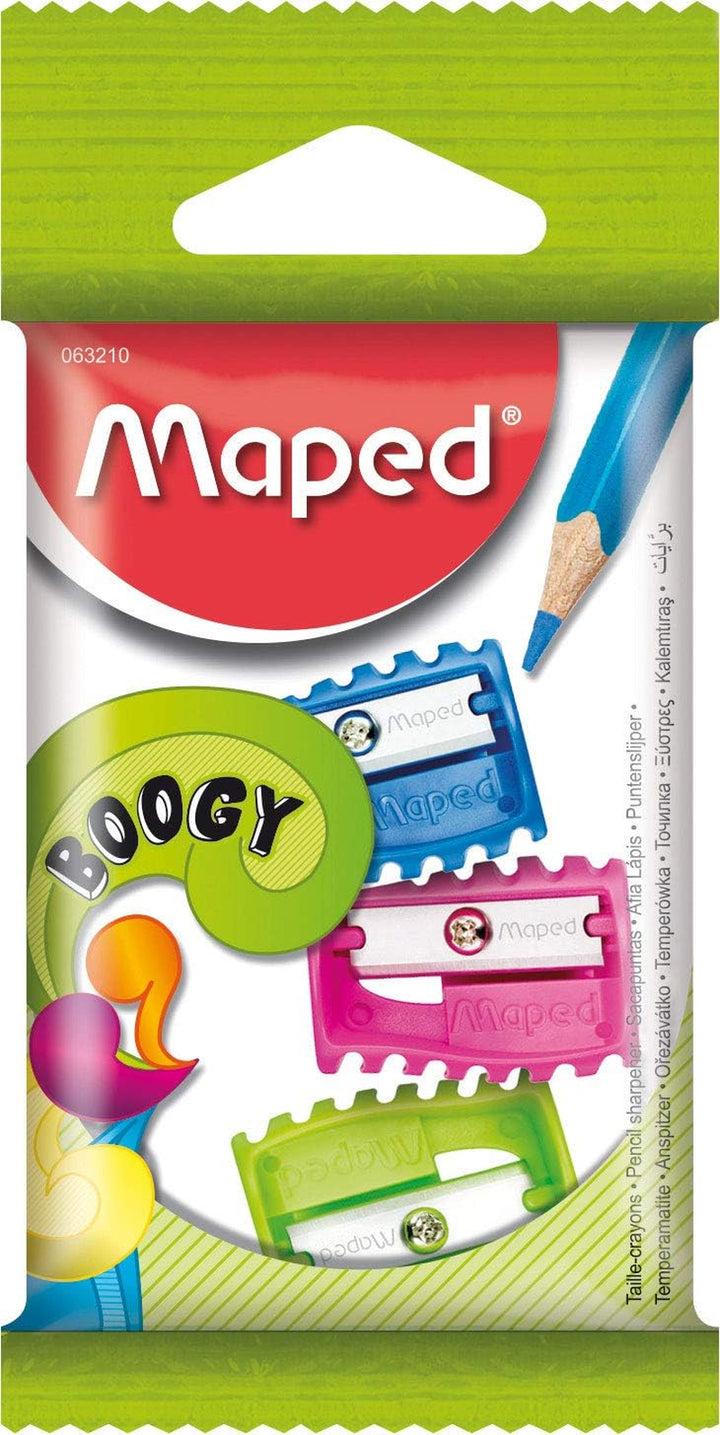 Boogy Pencil Sharpeners (Pack of 3 in Assorted Colours)