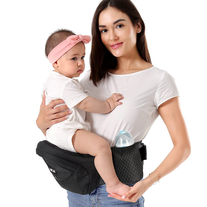 Baby Hip Carrier, Mom’S Choice Award Winner, Baby Carrier with Adjustable Waistband & Breathable Mesh, Ergonomic Carrier with Non-Slip Hip Seat Surface for Newborns & Toddlers, (Grey)