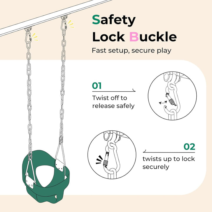 Toddler Swing, Baby Swing Outdoor –High Back Full Bucket Swing Set for Ages 1-3, 330Lb Capacity, Safety Design, Plastic-Coated Chains and Quick-Snap Carabiners for Backyard, Playground