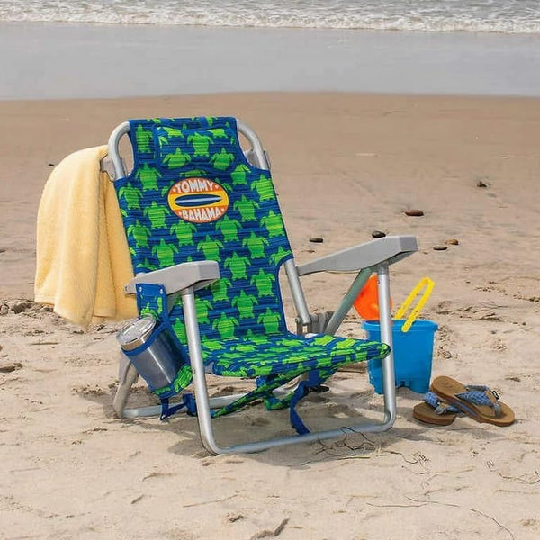 5 Position Kids Backpack Beach Chair Green Turtle
