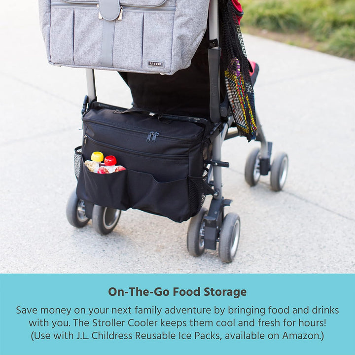 Cool 'N Cargo Stroller and Wagon Cooler and Organizer - Universal Fit - Insulated - Attaches to Strollers, Wagons, Walkers and Wheelchairs - Large Capacity - Black