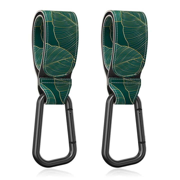 Baby Stroller Hooks for Hanging Bags, Universal Stroller Clips Accessories, Mommy Hook for Diaper Bag, Shopping Cart, Purse, Backpack - 2 Pack, Abstract Leaf