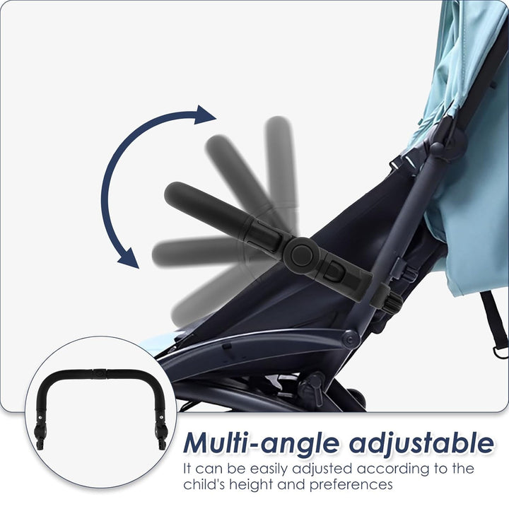 Universal Stroller Bumper Bar Angle Adjustable Armrest Stroller Handle Multifunctional Stroller Bar Removable Stroller Crossbar for Bbz Yoyo, Yoyo 2, and Yoyo+, Black Pu Leather